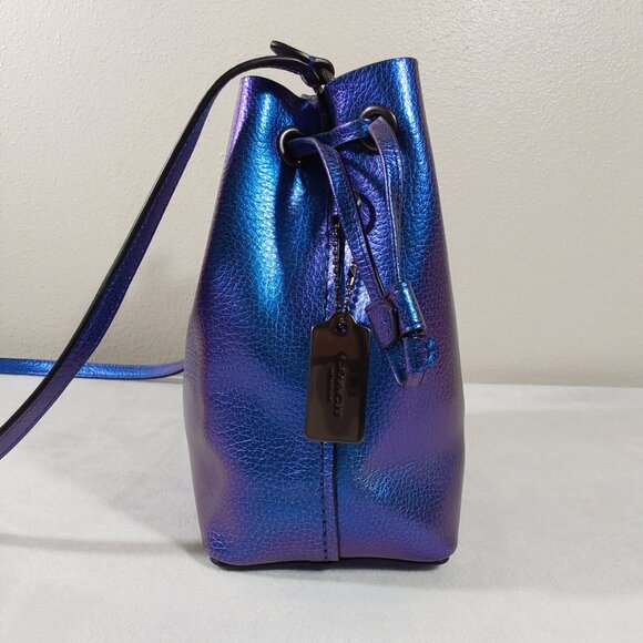 ULTRA RARE! Coach Leather Hologram Iridescent Derby Bucket Bag Great Condition - Picture 5 of 10